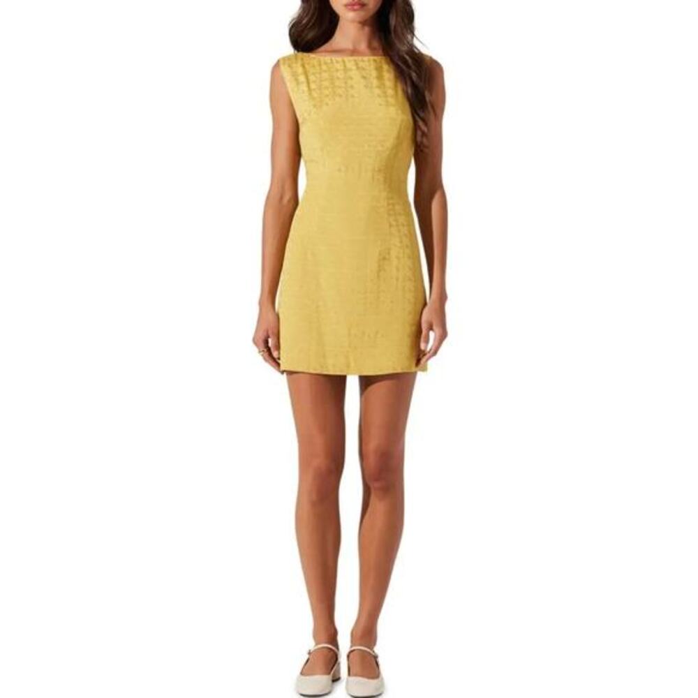 ASTR The Label open cowl back dress chartreuse gold yellow medium